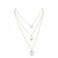 Enamel Rhinestone Evil Eye Hamsa Charm Triple Layer Necklace - White - Necklaces