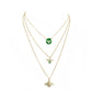 Green Enamel Rhinestone Embellished Honey Bee Pendant Triple Layered Necklace, Get ready with these Pendant Triple Layered Necklace, put on a pop of color to complete your ensemble. Perfect for adding just the right amount of shimmer & shine. Perfect Birthday Gift, Anniversary Gift, Mother's Day Gift, Graduation Gift.