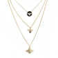 Black Enamel Rhinestone Embellished Honey Bee Pendant Triple Layered Necklace, Get ready with these Pendant Triple Layered Necklace, put on a pop of color to complete your ensemble. Perfect for adding just the right amount of shimmer & shine. Perfect Birthday Gift, Anniversary Gift, Mother's Day Gift, Graduation Gift.