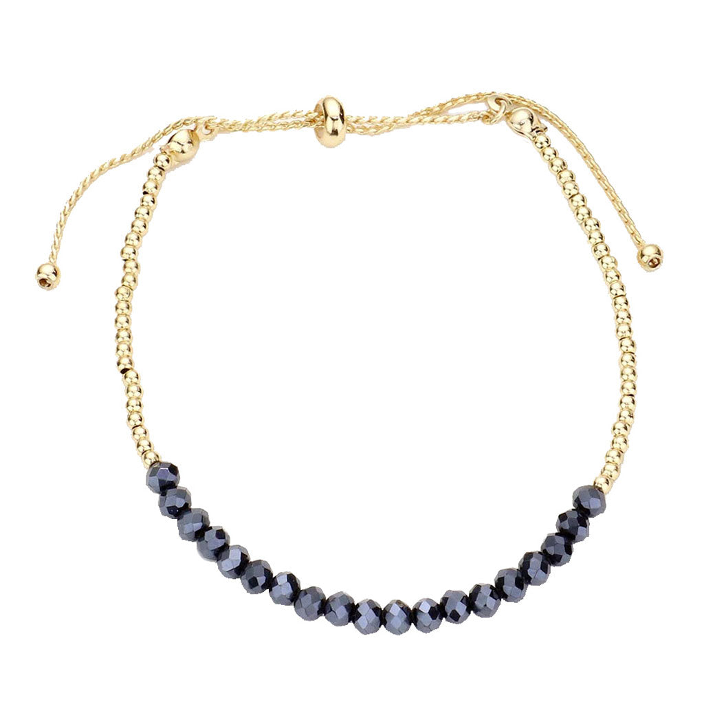 Navy Lead and Nickel Compliant Faceted Beaded Bracelet, Get ready with these Beaded Bracelet, put on a pop of color to complete your ensemble. Perfect for adding just the right amount of shimmer & shine and a touch of class to special events. Perfect Birthday Gift, Anniversary Gift, Mother's Day Gift, Graduation Gift.