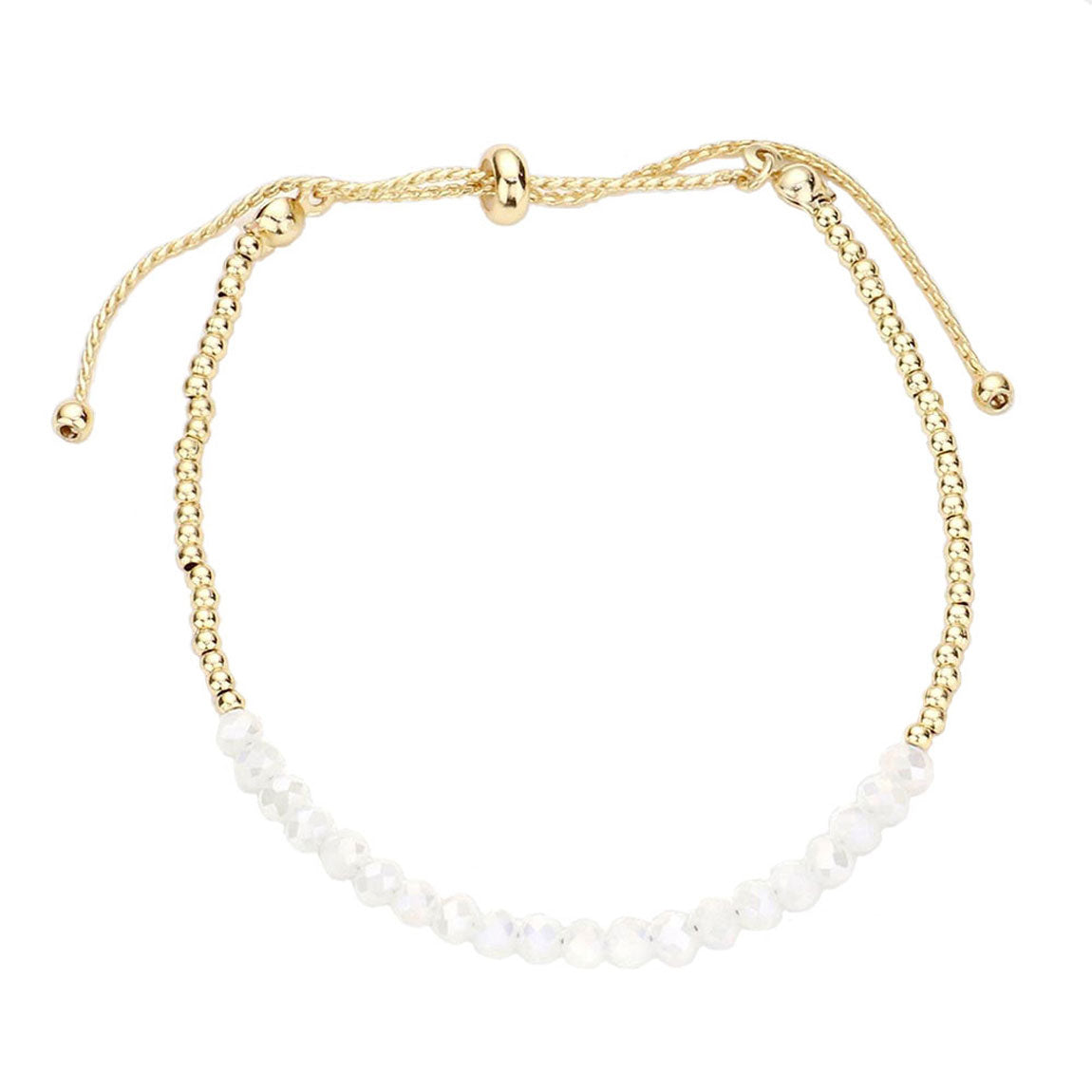 White Lead and Nickel Compliant Faceted Beaded Bracelet, Get ready with these Beaded Bracelet, put on a pop of color to complete your ensemble. Perfect for adding just the right amount of shimmer & shine and a touch of class to special events. Perfect Birthday Gift, Anniversary Gift, Mother's Day Gift, Graduation Gift.