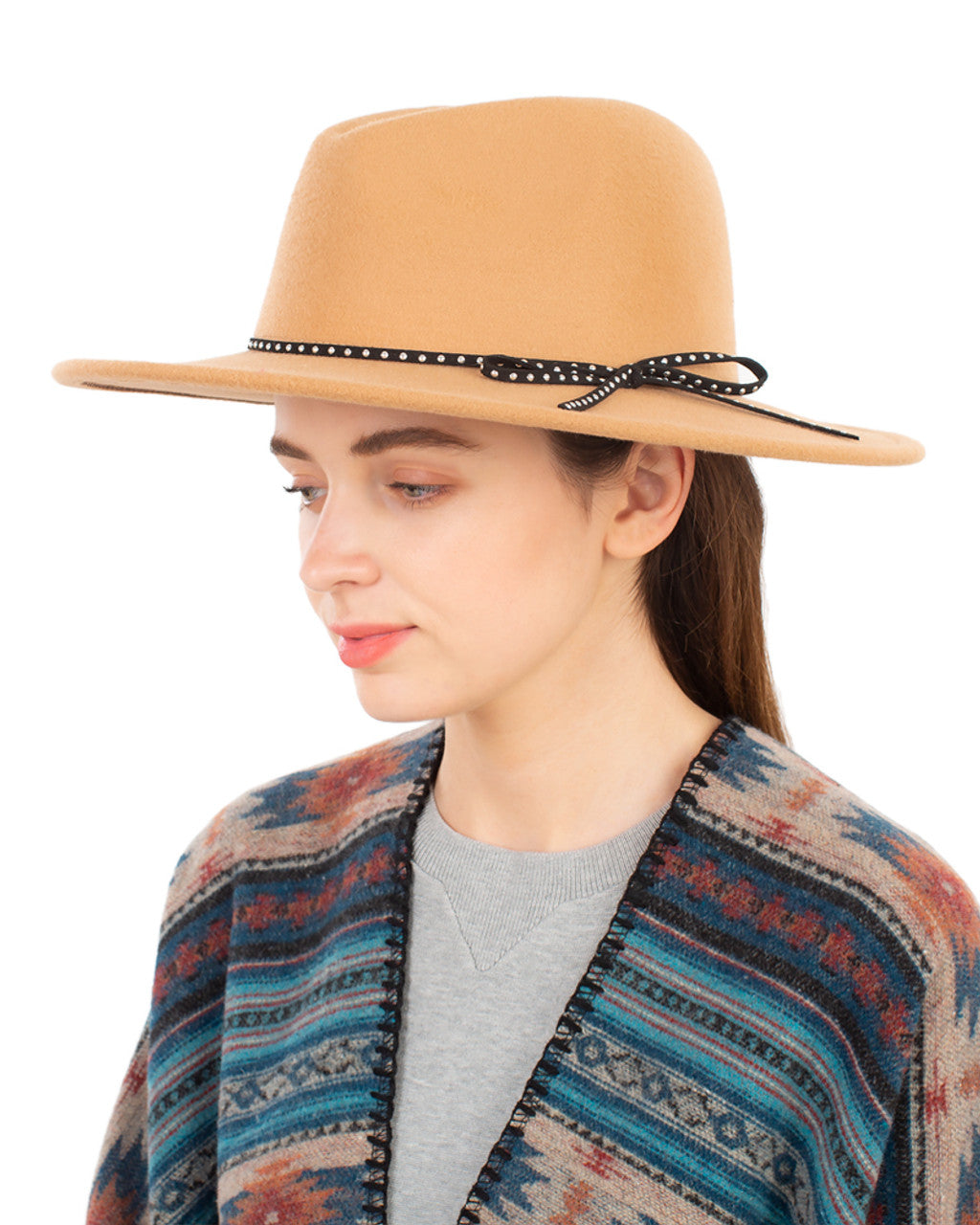Camel Fall Fabric Fedora Hat with Dots Ribbon Trim exemplifies advanced hat architecture with its precisely calibrated proportions and structural integrity. The proprietary fabric blend provides seasonal adaptability while the distinctive dots ribbon trim introduces a calculated visual element. The interior construction features technical considerations for fit optimization and moisture management. A sophisticated headwear solution that demonstrates mastery of both aesthetic principles and functional requir
