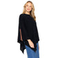 Black Fall Winter Sleeves Detailed Poncho, the perfect accessory, luxurious, trendy, super soft chic capelet, keeps you warm and toasty. You can throw it on over so many pieces elevating any casual outfit! Perfect Gift for Wife, Mom, Birthday, Holiday, Christmas, Anniversary, Fun Night Out