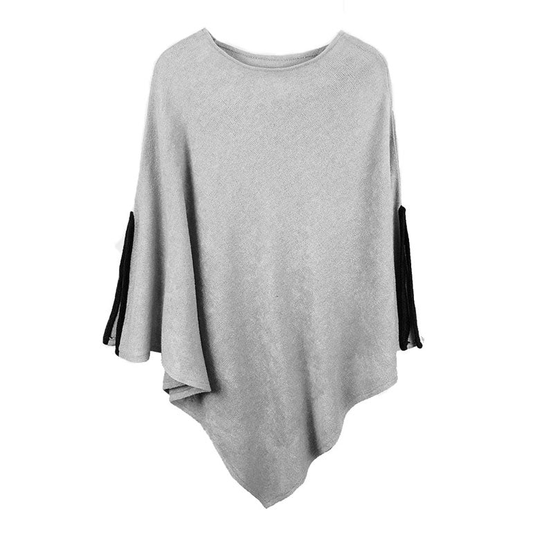 Gray  Fall Winter Sleeves Detailed Poncho, the perfect accessory, luxurious, trendy, super soft chic capelet, keeps you warm and toasty. You can throw it on over so many pieces elevating any casual outfit! Perfect Gift for Wife, Mom, Birthday, Holiday, Christmas, Anniversary, Fun Night Out