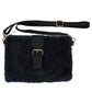 Fashionable Sherpa Fleece Belt Crossbody Bag - Black - Crossbody Bags