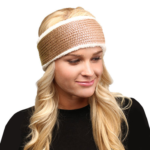 Faux Fur Trim Knit Headband Faux Fur Trim Earmuff Faux Fur Ear Warmer, soft & fuzzy ear warmer headband will shield your ears from wintry cold weather ensures all day comfort, shimmery headband creates trendy look, toasty & fashionable. Perfect Gift Birthday, Holiday, Christmas, Stocking Stuffer, Anniversary, Loved One