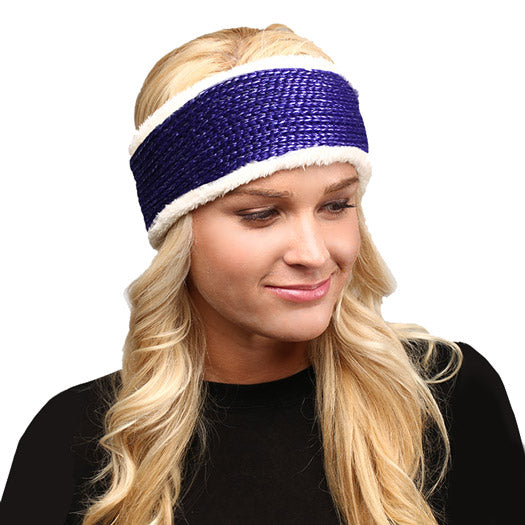 Faux Fur Trim Knit Headband Faux Fur Trim Earmuff Faux Fur Ear Warmer, soft & fuzzy ear warmer headband will shield your ears from wintry cold weather ensures all day comfort, shimmery headband creates trendy look, toasty & fashionable. Perfect Gift Birthday, Holiday, Christmas, Stocking Stuffer, Anniversary, Loved One