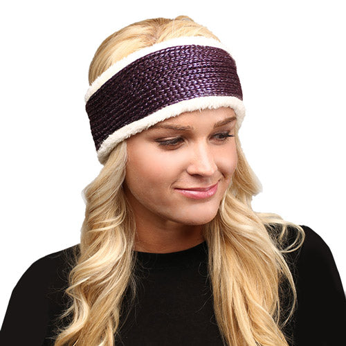 Faux Fur Trim Knit Headband Faux Fur Trim Earmuff Faux Fur Ear Warmer, soft & fuzzy ear warmer headband will shield your ears from wintry cold weather ensures all day comfort, shimmery headband creates trendy look, toasty & fashionable. Perfect Gift Birthday, Holiday, Christmas, Stocking Stuffer, Anniversary, Loved One