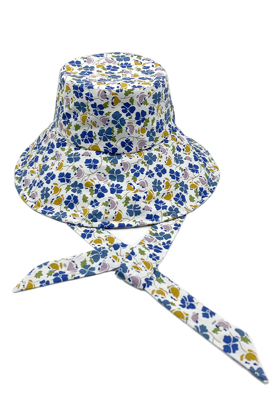 Blue FLORAL PRINT CHIN TIE BUCKET HAT combines an artfully rendered floral print with strategically placed chin ties for superior stability. Crafted from technical fabrics that deliver exceptional UV protection while maintaining breathability, it represents the pinnacle of headwear design. The structured silhouette ensures consistent shape retention throughout extended wear, making it an indispensable accessory for the style-conscious individual. 