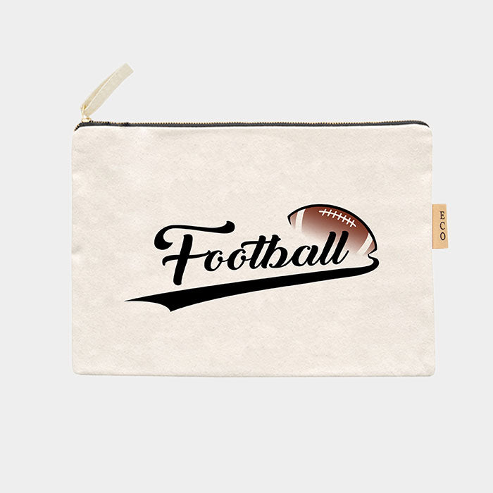 Ivory Football Message Cotton Canvas Eco Pouch Bag