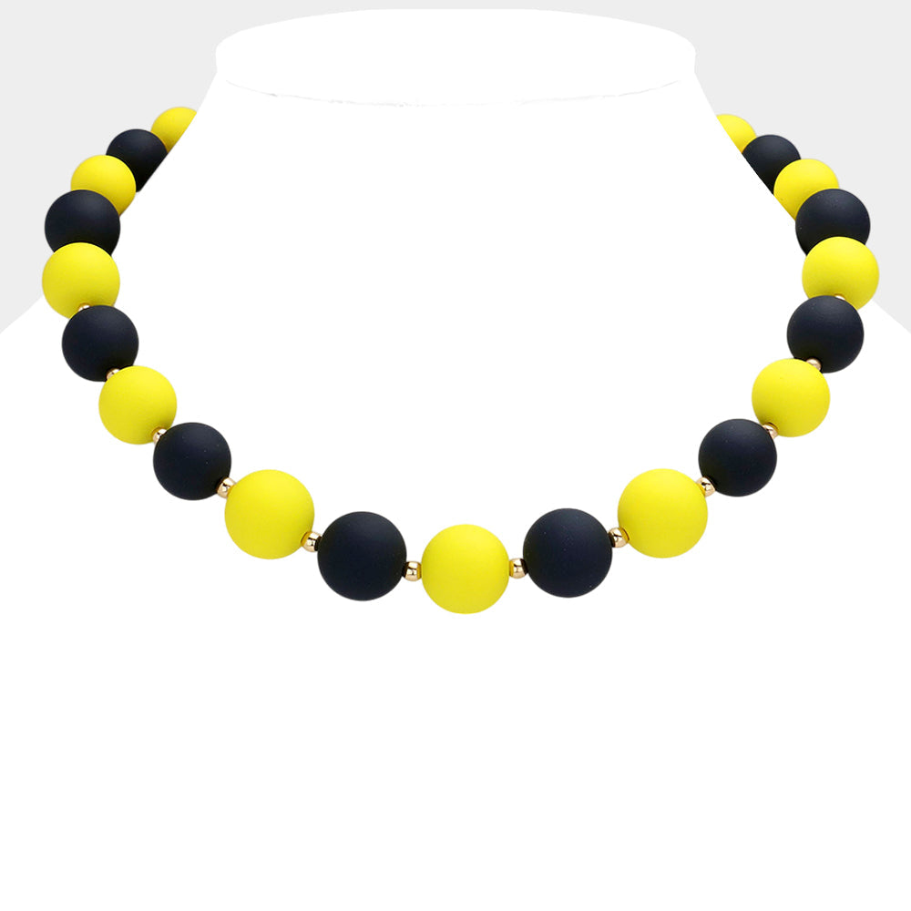 Mustard, Navy Game Day Beaded Necklace