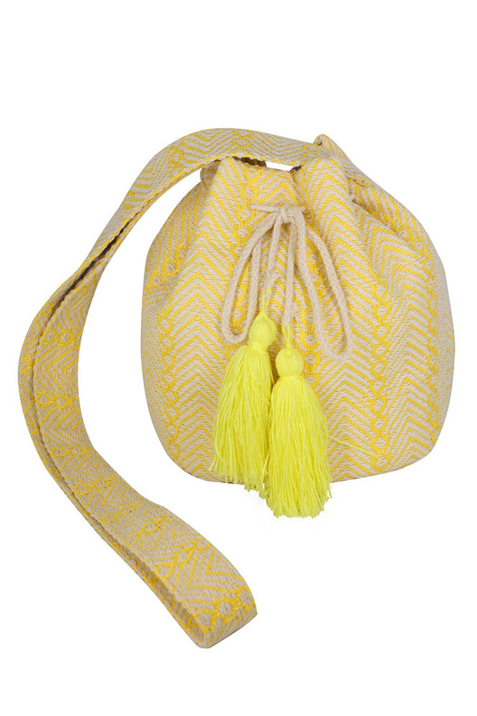 Yellow Geometric Pattern Bucket Bag combines modern design with practical functionality. Its distinctive geometric print adds a contemporary edge, while the bucket shape offers ample space for daily essentials. Crafted for durability and style, this bag is an expert choice for those seeking a versatile accessory that complements both casual and sophisticated outfits.
