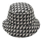 Black Polyester Geometric Patterned Bucket Hat, this bucket hat doubles as a rain hat and is snug on the head and stays on well. It will work well to keep the rain off the head and out of the eyes and also the back of the neck. Wear it to lend a modern liveliness above a raincoat on trans-seasonal days in the city.