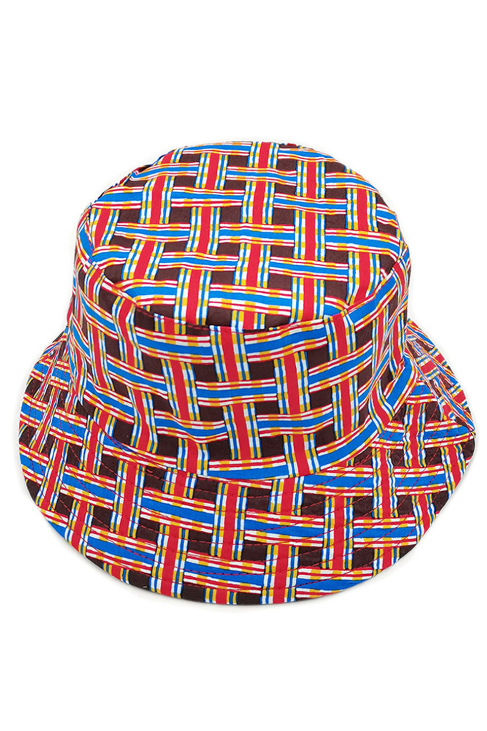 Brown GEOMETRIC REVERSIBLE BUCKET HAT features precisely calibrated geometric patterns integrated through specialized textile construction. The dual-sided functionality demonstrates superior design efficiency, offering two distinct aesthetic presentations without additional material requirements. The architecturally sound brim provides measured UV protection while maintaining optimal weight distribution. Engineered fabric composition ensures consistent performance through temperature variations and repeated