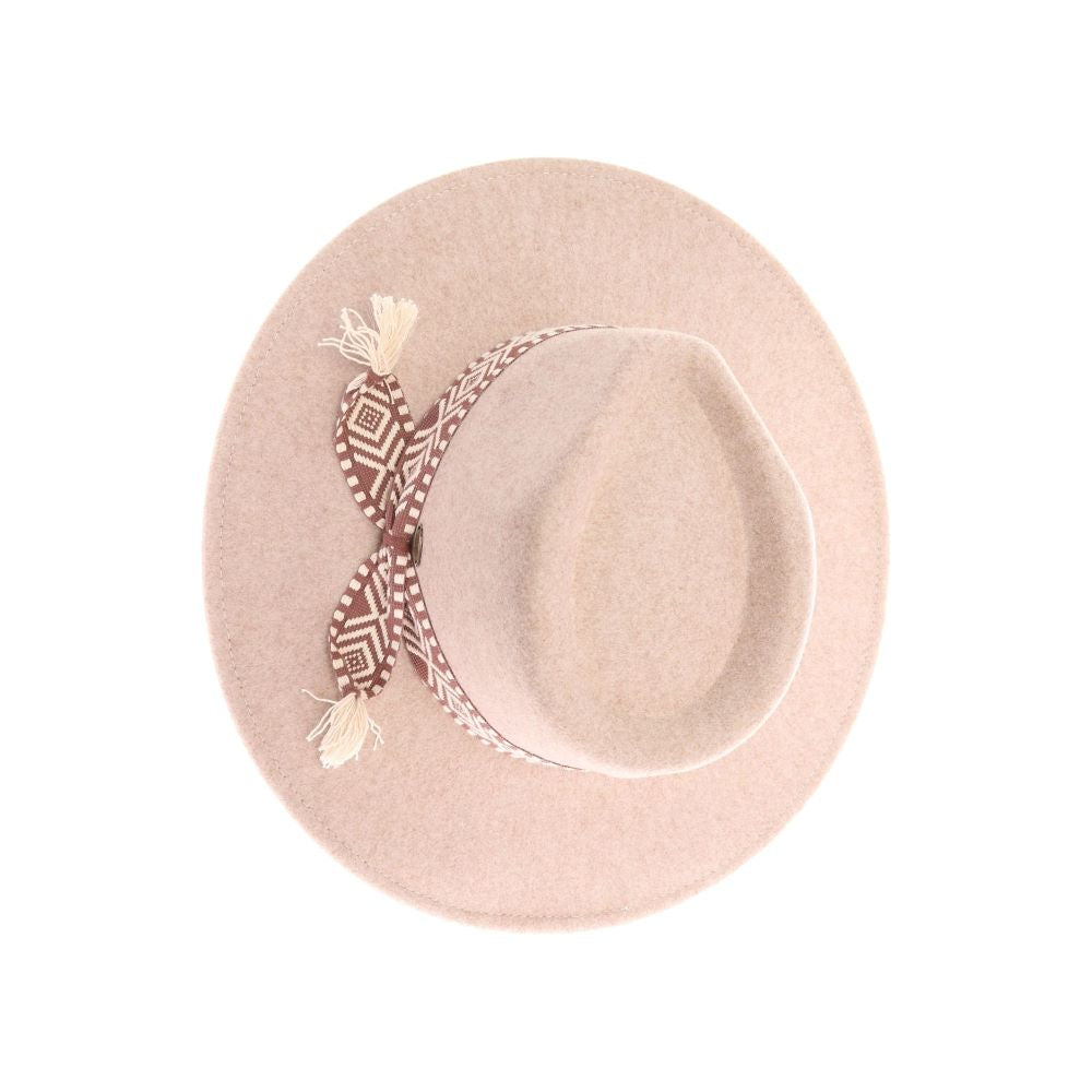 Heather-Taupe-The prettiest cotton band on our newest vegan fabric panama hat! The two-tone color of the fabric, the geometric cotton band trim, and the adjustable inside band make these your perfect hat for your favorite fall outfit, family pictures, a special occasion, or just because!&nbsp; We are serious when we say, don't wait to get these, they will not last long!