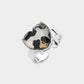 Glitter Leopard Pattern Heart Stone Adjustable Ring - Rhodium - Rings