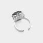 Glitter Leopard Pattern Heart Stone Adjustable Ring - Rings