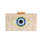 This Champagne Glittered Evil Eye Celluloid Acetate Clutch Crossbody Bag will make you the star of the show! This eye-catching bag is studded with glitter, and is made with durable celluloid acetate to last you a lifetime. Perfect gift ideas for a birthday, Christmas, anniversary, Valentine's Day, or any special occasion.