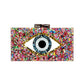 This Multi Glittered Evil Eye Celluloid Acetate Clutch Crossbody Bag will make you the star of the show! This eye-catching bag is studded with glitter, and is made with durable celluloid acetate to last you a lifetime. Perfect gift ideas for a birthday, Christmas, anniversary, Valentine's Day, or any special occasion.