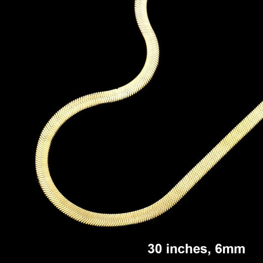 Gold Gold Plated 30 Inch 6mm Herringbone Metal Chain Necklace