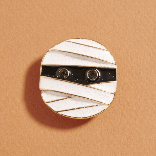 Gold Halloween Mummy Face Pin Brooch