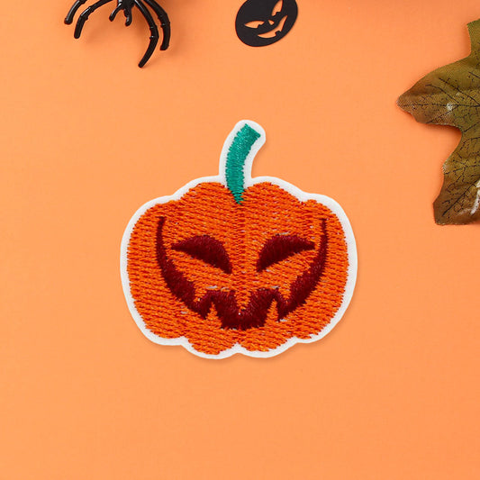 Orange Halloween Pumpkin Iron On Patch