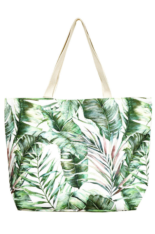 Green Hand Drawn Print Tropical Leaves Tote Bag features a meticulously crafted design that showcases elegant tropical foliage artwork. Made from durable materials, this tote offers ample space and sturdy handles for comfortable, everyday use. Its refined aesthetic and practical construction make it an excellent choice for those seeking a stylish yet functional accessory for work, shopping, or leisure.