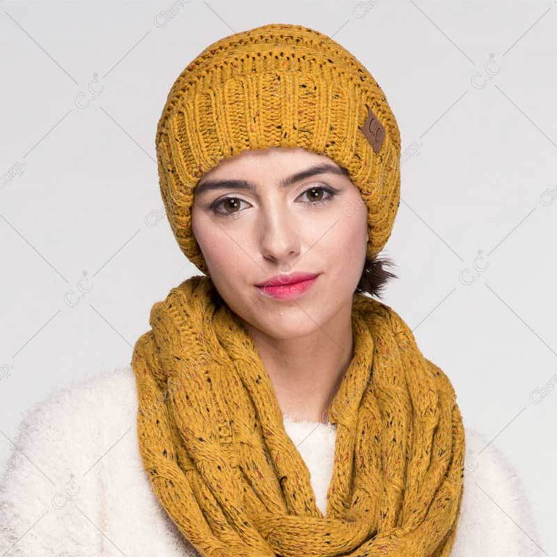 C.C Oversized Cable Knit Confetti Hat