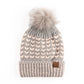 C.C Heart Beanie With Faux Fur Pom