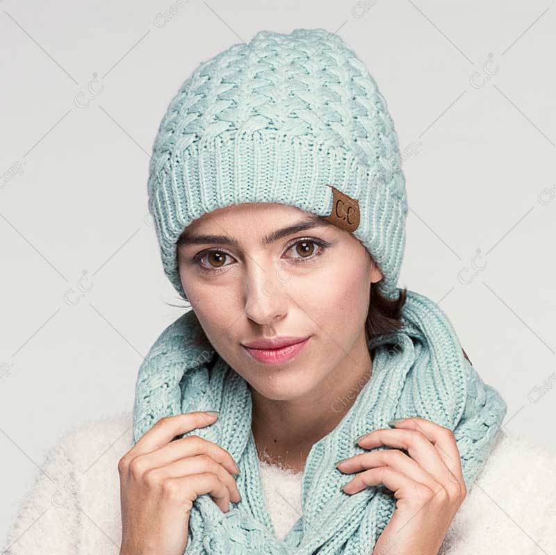 C.C Knitted Basketweave Pattern Beanie