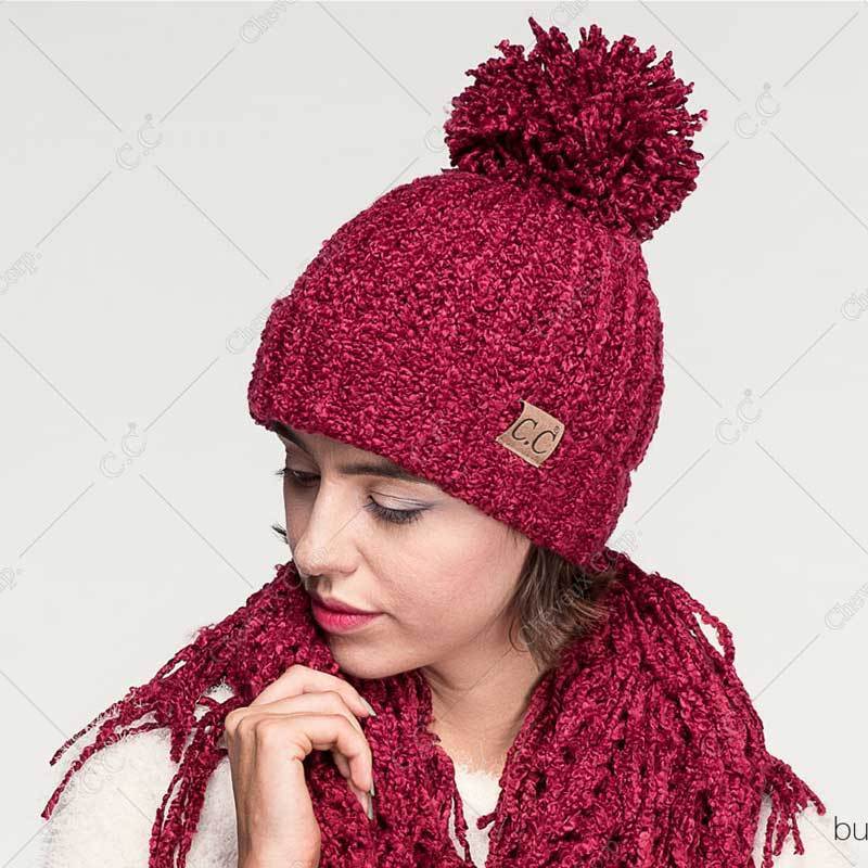 C.C New Chenille Hat With Pom