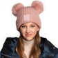 C.C Double Faux Fur Pom Beanie Hat