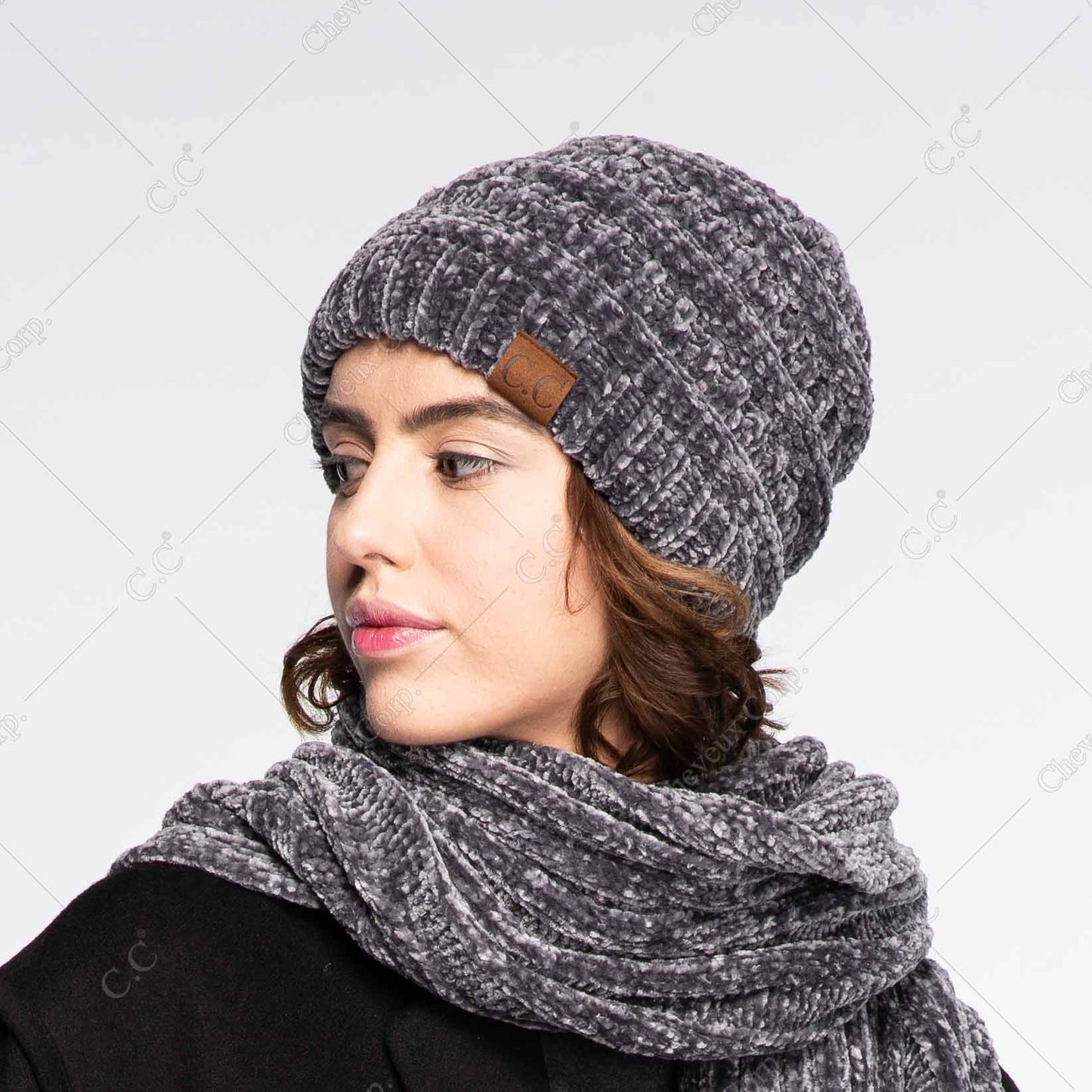 C.C Chenille Ribbed Beanie Hat