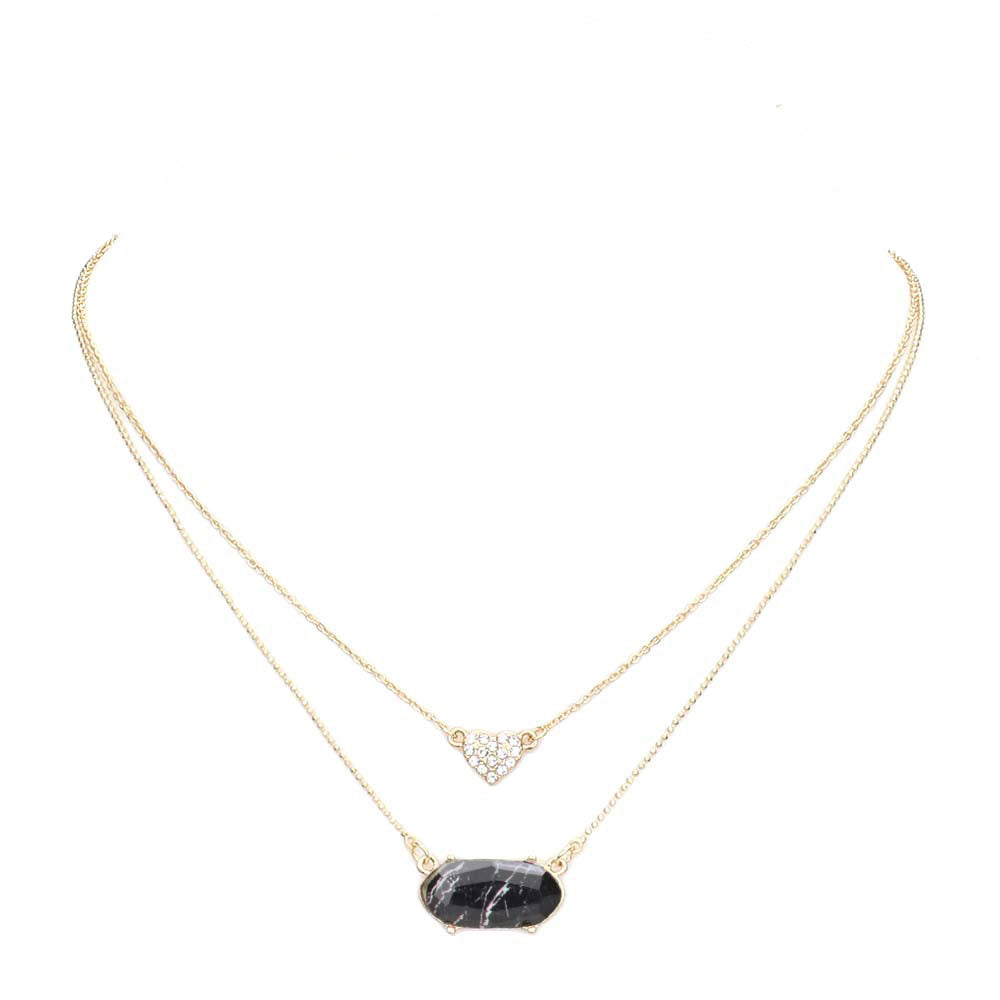 Black Heart Hexagon Bead Pendant Double Layered Necklace. Beautifully crafted design adds a gorgeous glow to any outfit. Jewelry that fits your lifestyle! Perfect Birthday Gift, Anniversary Gift, Mother's Day Gift, Anniversary Gift, Graduation Gift, Prom Jewelry, Just Because Gift, Thank you Gift.
