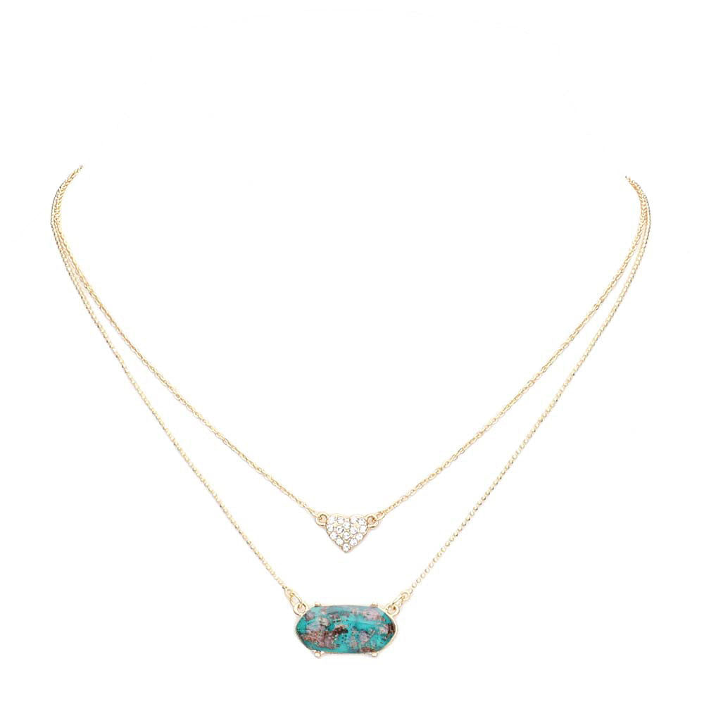Turquoise Heart Hexagon Bead Pendant Double Layered Necklace. Beautifully crafted design adds a gorgeous glow to any outfit. Jewelry that fits your lifestyle! Perfect Birthday Gift, Anniversary Gift, Mother's Day Gift, Anniversary Gift, Graduation Gift, Prom Jewelry, Just Because Gift, Thank you Gift.