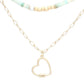 Mint Metal Heart Pendant Wood Natural Stone Double Layered Necklace. Beautifully crafted design adds a gorgeous glow to any outfit. Add something special to your outfit this Valentine! Perfect Birthday Gift, Anniversary Gift, Mother's Day Gift, Anniversary Gift, Graduation Gift, Prom Jewelry, Valentine's Day Gift.