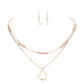 Pink Metal Heart Pendant Wood Natural Stone Double Layered Necklace. Beautifully crafted design adds a gorgeous glow to any outfit. Add something special to your outfit this Valentine! Perfect Birthday Gift, Anniversary Gift, Mother's Day Gift, Anniversary Gift, Graduation Gift, Prom Jewelry, Valentine's Day Gift.