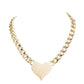 Cream Heart Rhinestone Pave Chunky Metal Chain Necklace, Get ready with these Metal Chain  Necklace, put on a pop of color to complete your ensemble. Perfect for adding just the right amount of shimmer & shine and a touch of class to special events. Perfect Birthday Gift, Anniversary Gift, Mother's Day Gift, Graduation Gift.