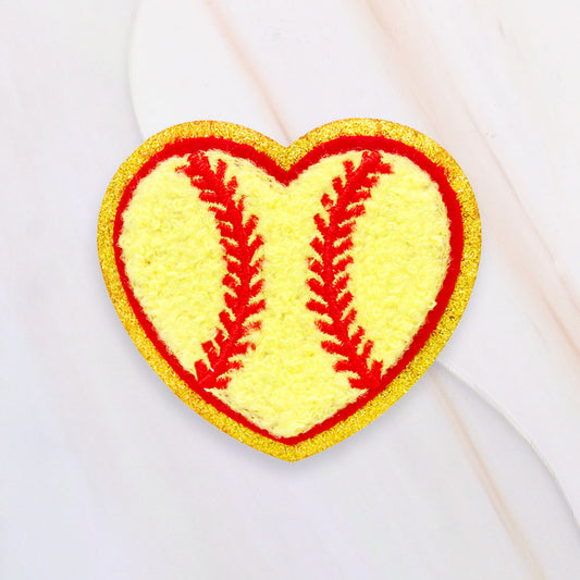 Red, Yellow Heart Shaped Softball Patch