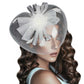 White Pearl Feather Mesh Flower Fascinator Headband, this accessory adds romance to any look. Made with delicate mesh and detailed with a feather flower and pearl accents, it is sure to become your go-to accessory for special occasions or any event. Perfect gift for birthdays, anniversaries, or any other significant day.