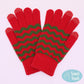 Green, Red Holiday Chevron Pattern Smart Touch Winter Gloves