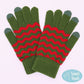 Olive Green, Red Holiday Chevron Pattern Smart Touch Winter Gloves