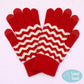 Red Holiday Chevron Pattern Smart Touch Winter Gloves