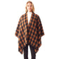 Brown Polyester Houndstooth Printed Ruana Poncho, the perfect accessory, luxurious, trendy, super soft chic capelet, keeps you warm and toasty. You can throw it on over so many pieces elevating any casual outfit! Perfect Gift for Wife, Mom, Birthday, Holiday, Christmas, Anniversary, Fun Night Out