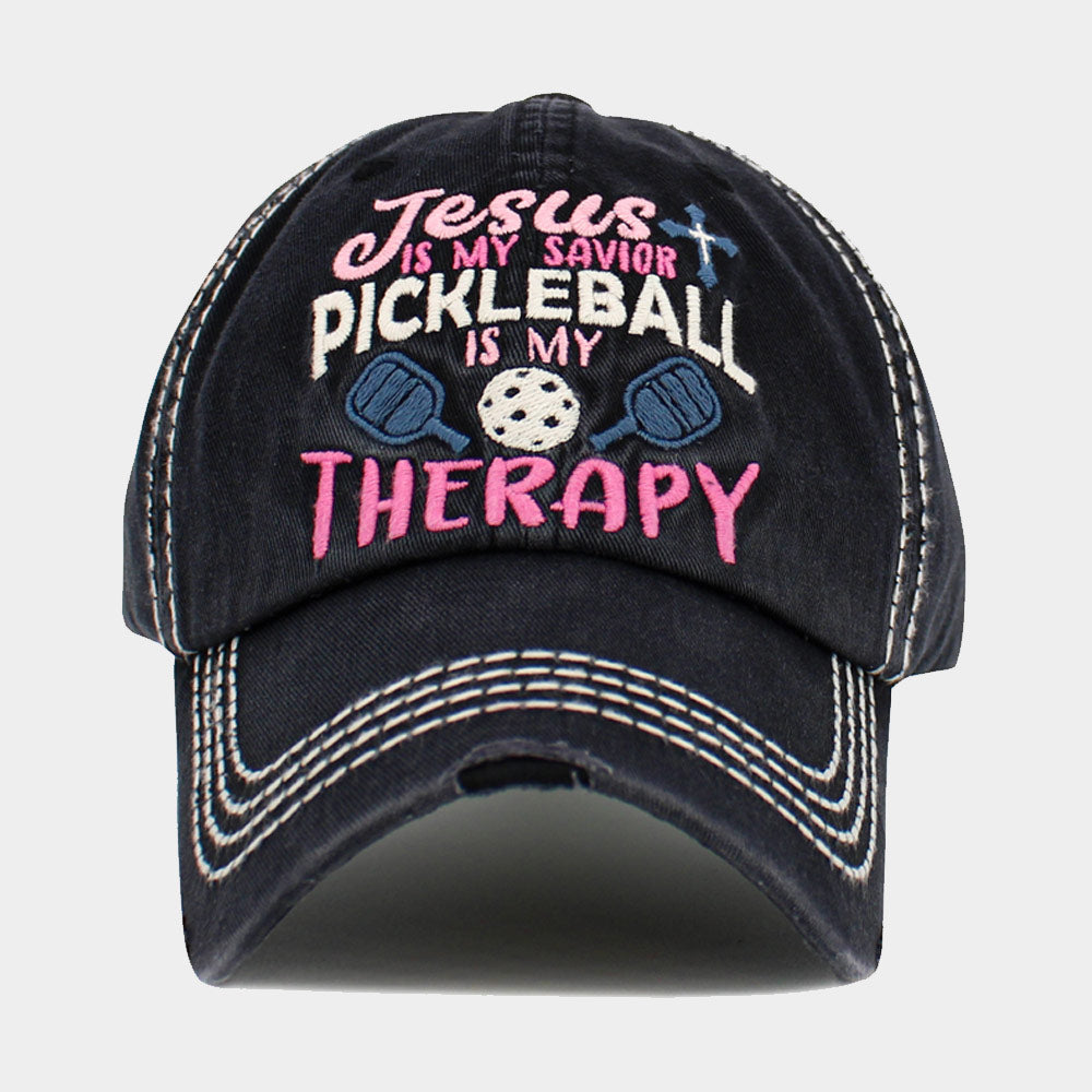 Black JESUS is My Savior PICKLEBALL is My Therapy Message Vintage Baseball Cap