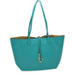 Kendra Reversible Supersoft Vegan Leather Tote Handbag - Turquoise/Gold - Tote Bag