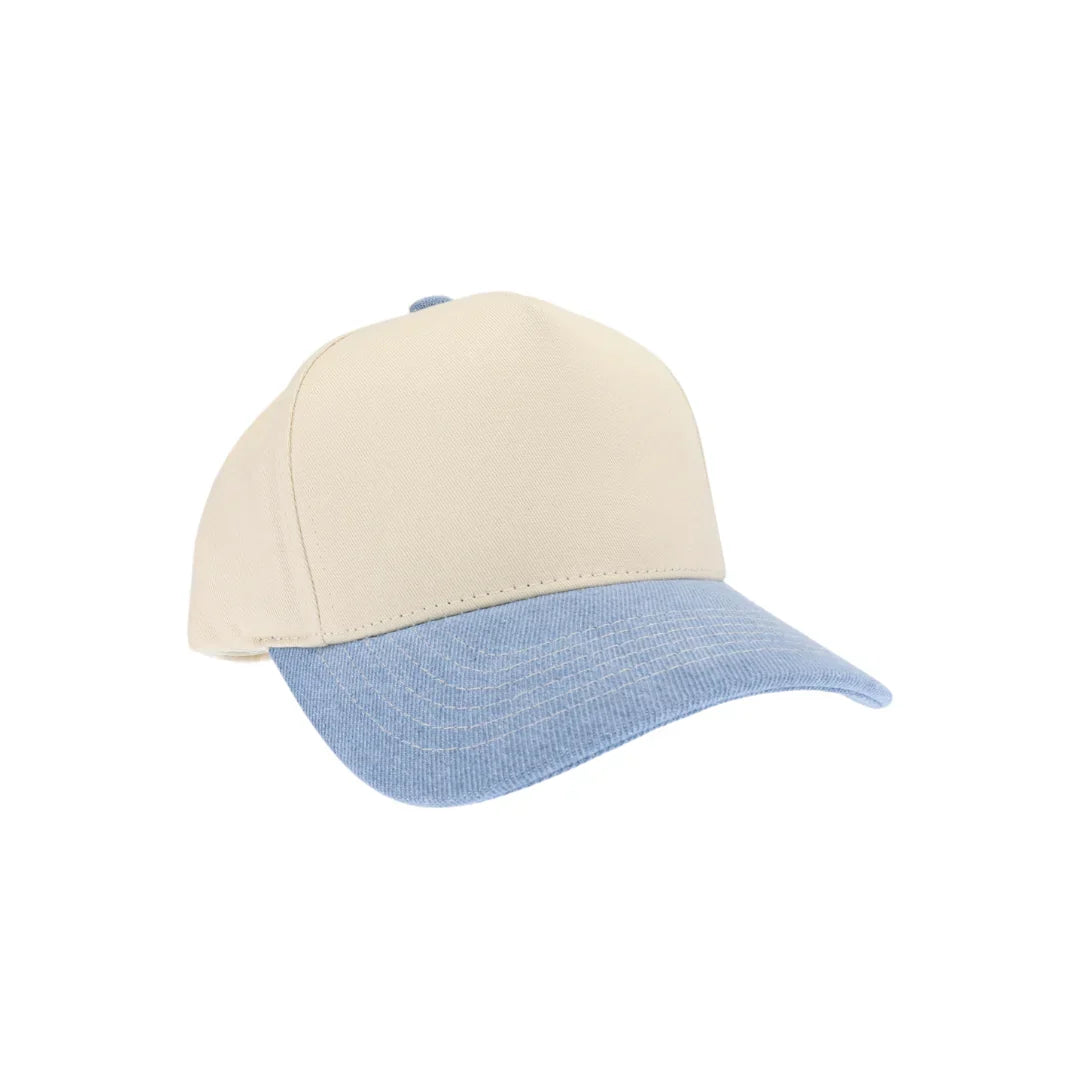 LightDenim  KIDS Two Tone Canvas C.C Trucker Hat combines durable canvas with breathable mesh for comfort and style. Its two-tone design adds a playful touch, while the adjustable snapback ensures a secure fit for growing heads. Perfect for everyday wear, this hat offers sun protection and a trendy look for active kids. 