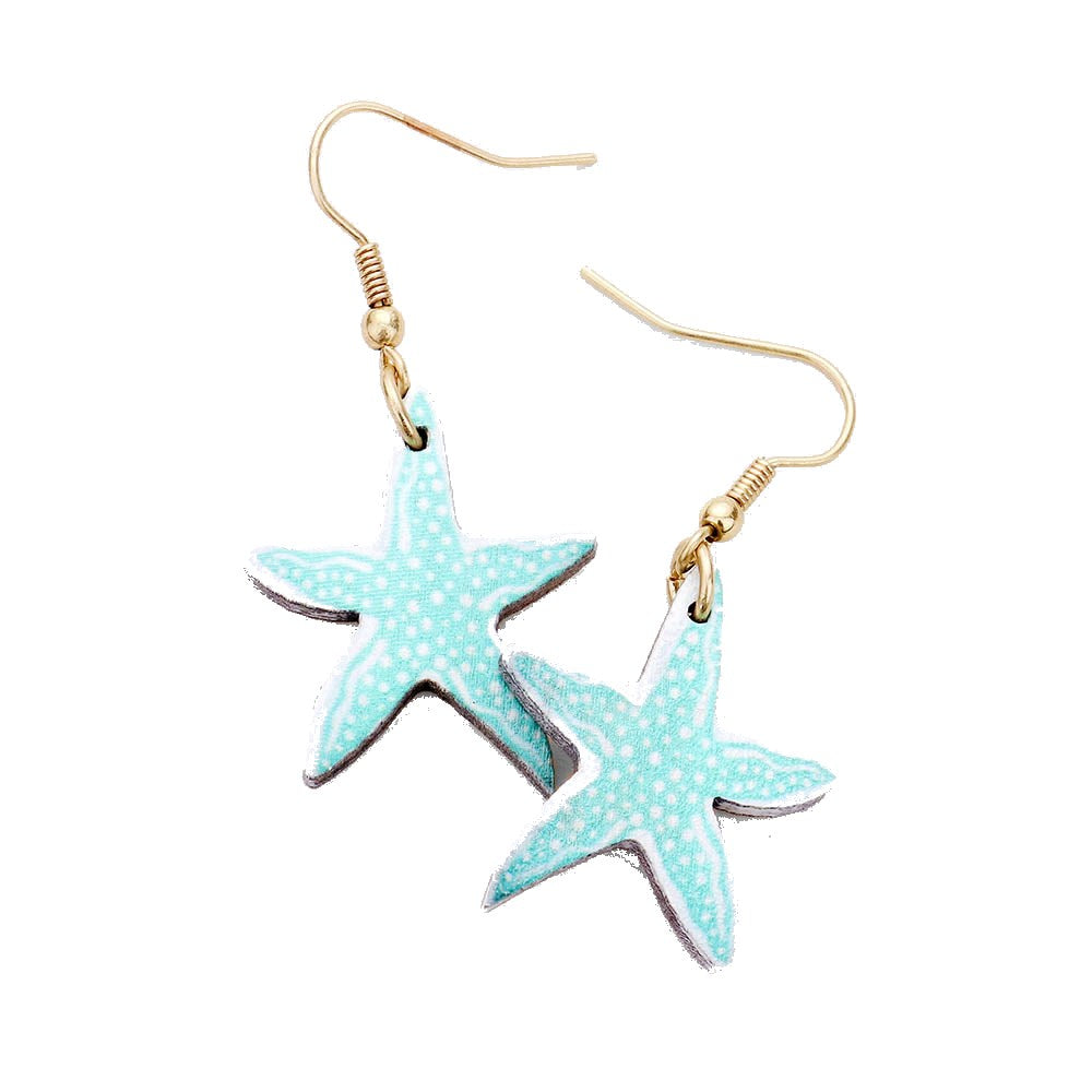 Wood Watercolor Sea Life Dangle Earrings, show off your fun, playful, trendy style when you wear these Fishhooks. • Fruits, Wood• Size : 1" X 1.75"• Fish Hook Back