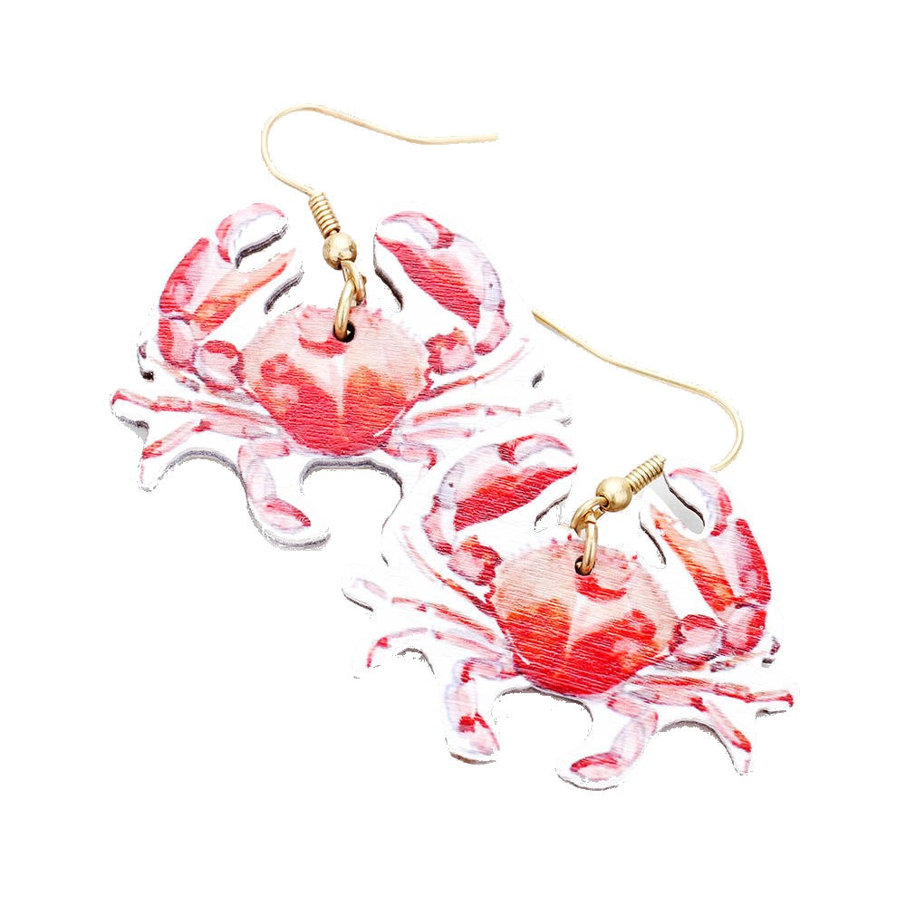 Wood Watercolor Sea Life Dangle Earrings, show off your fun, playful, trendy style when you wear these Fishhooks. • Fruits, Wood• Size : 1" X 1.75"• Fish Hook Back