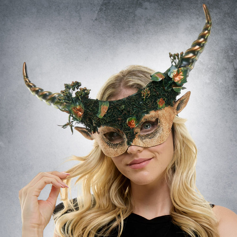 Green Leaf Embellished Enchanted Forest Honed Masquerade Halloween Mask
